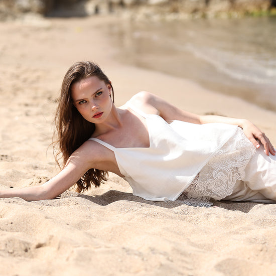 Top with Camisole Style, Spaghetti Straps, and Lace Lower Panel
