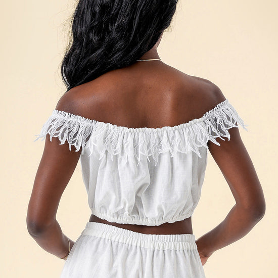 Crop Top with One-Shoulder Design and Soft Lace Trim