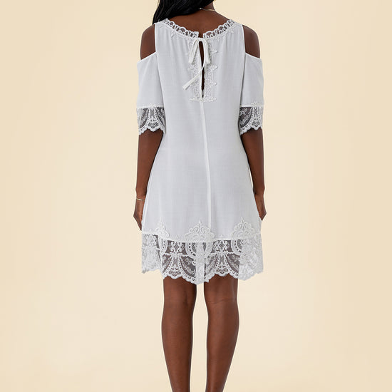 Mini Dress with Sweetheart Neckline and Appliqué Lace Detailing